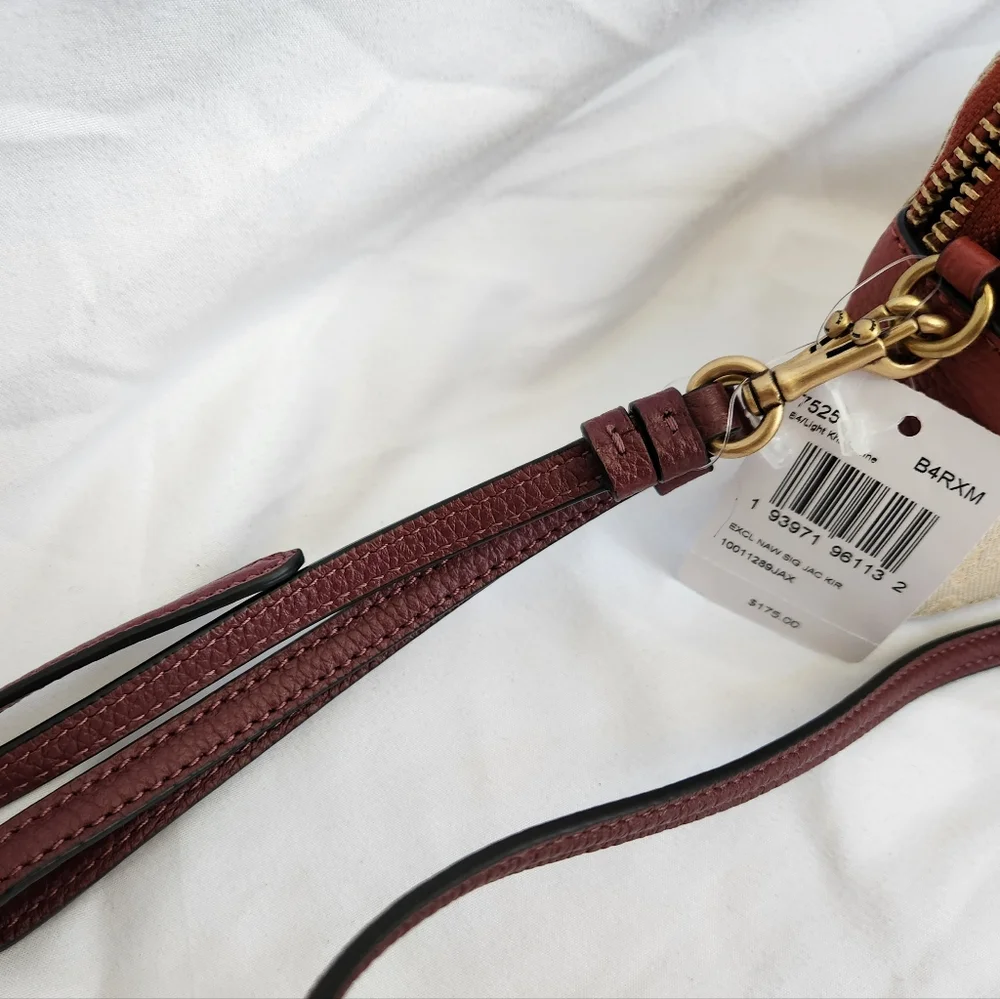 Coach Cream and Brown Crossbody Bag with Signature Pattern - Picture 9 of 9